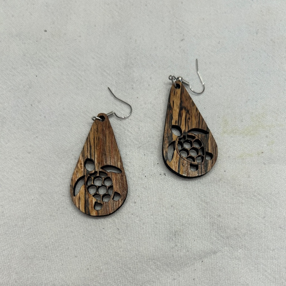 Wood Turtle Earrings